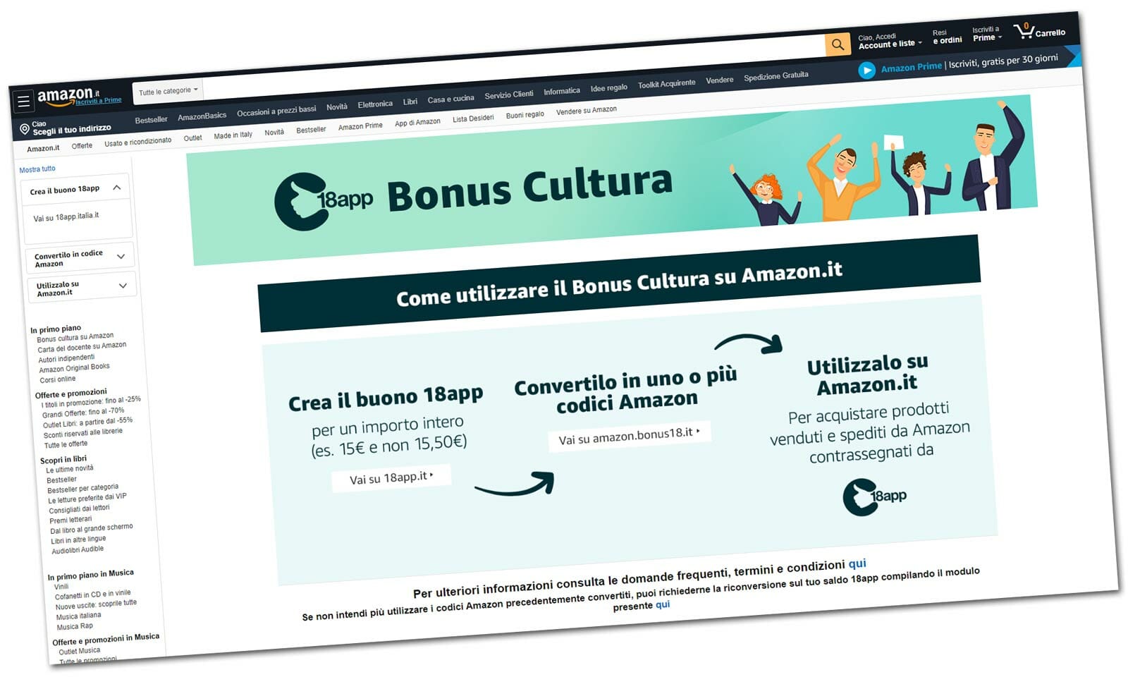 Bonus Cultura 500 €, come usarlo su  e 18app 2024